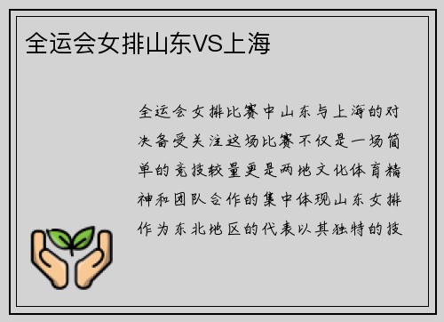 全运会女排山东VS上海