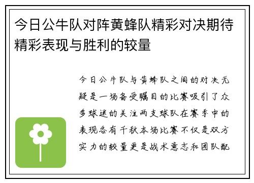 今日公牛队对阵黄蜂队精彩对决期待精彩表现与胜利的较量
